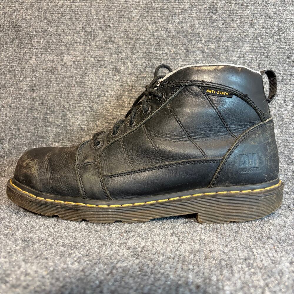 Dr. Martens Industrial Black Leather Steel Toe Work Ankle Boots Men Size 12